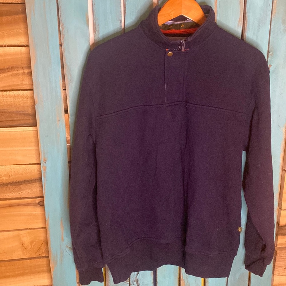 Orvis navy blue pullover quarter zip sweater size medium